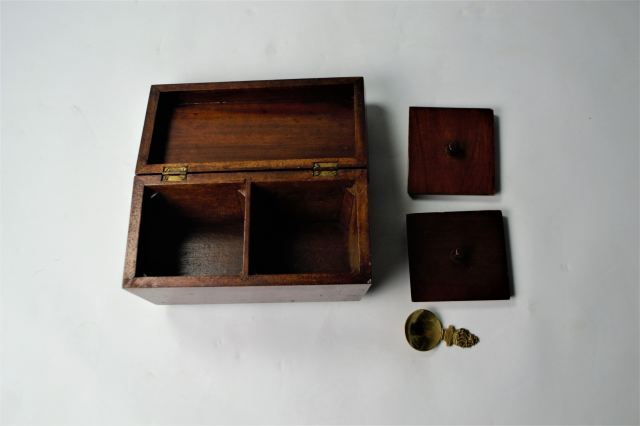19th Century Tea Caddy with Tea Caddy Spoon