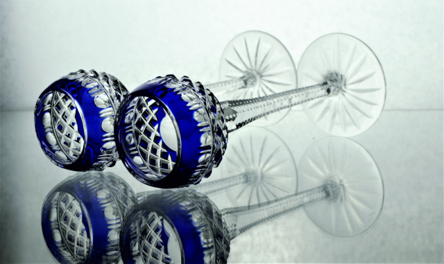 Bohemian liquor cut glass - Pair