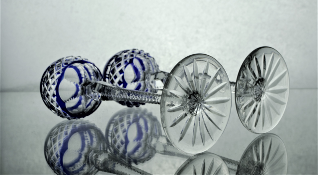 Bohemian liquor cut glass - Pair