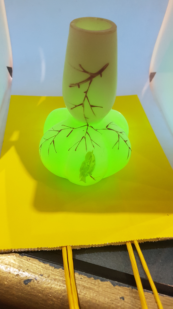 Discover our collection of 19th century Uranium overlay vases. Circa 1890, 14cm high, in good condition. Shop now for such unique antique pieces!