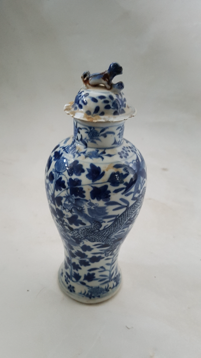 Late 19th Century Chinese Blue And White Vase With Lid