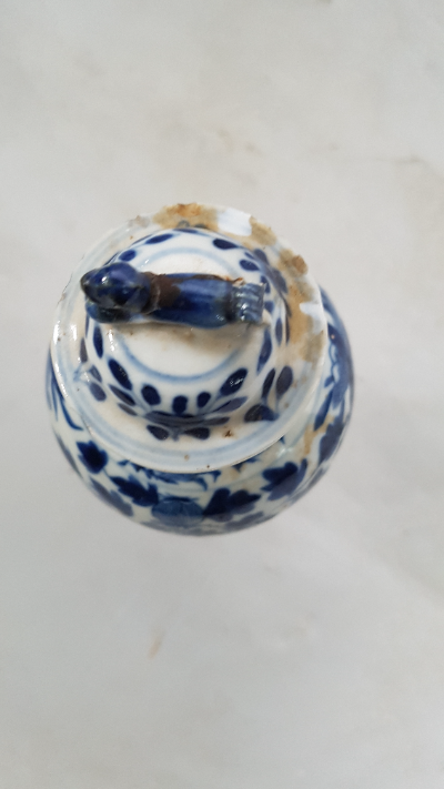 Late 19th Century Chinese Blue And White Vase With Lid