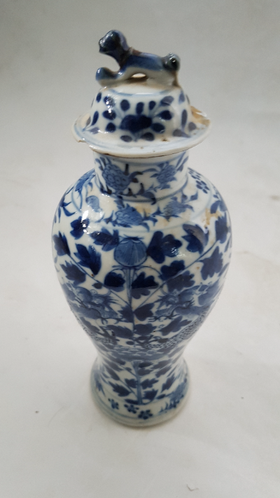Late 19th Century Chinese Blue And White Vase With Lid
