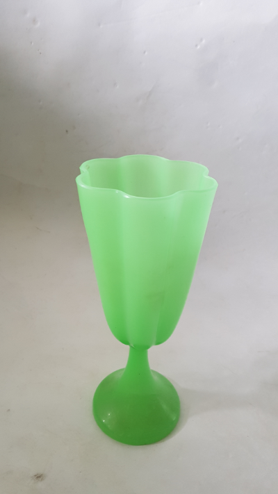 Explore our collection of Art Deco uranium glass vases. Healthy condition, standing tall at 29cm. Buy now and add elegance to your living space!