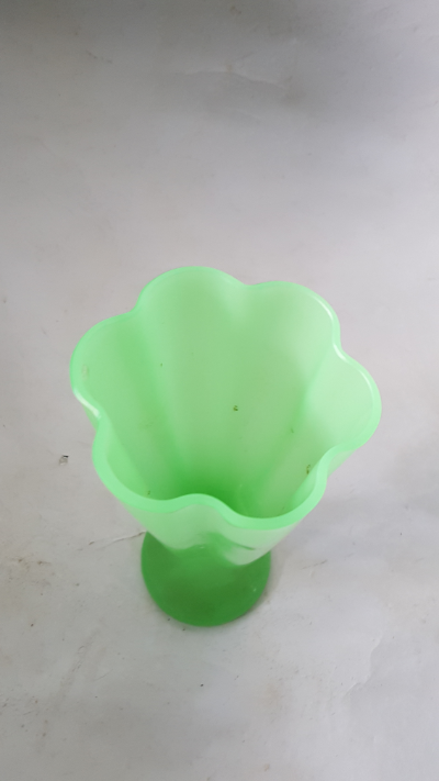 Explore our collection of Art Deco uranium glass vases. Healthy condition, standing tall at 29cm. Buy now and add elegance to your living space!
