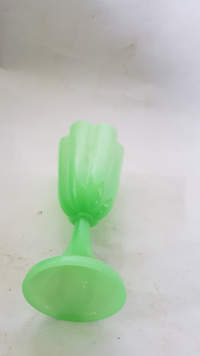 Explore our collection of Art Deco uranium glass vases. Healthy condition, standing tall at 29cm. Buy now and add elegance to your living space!