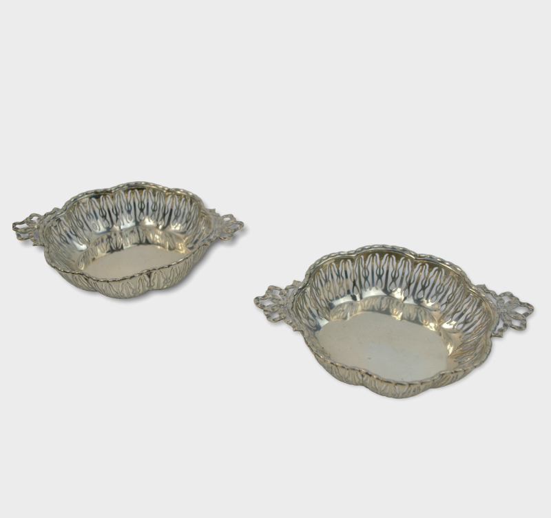 Pair Of Solid Silver Pierced Dishes. Hallmarked Birmingham 1911.