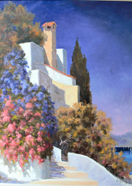 'Escalier De Vincent' Signed By Vincent [French Contemporary Artist, Dated 1993, Oil On Canvas.