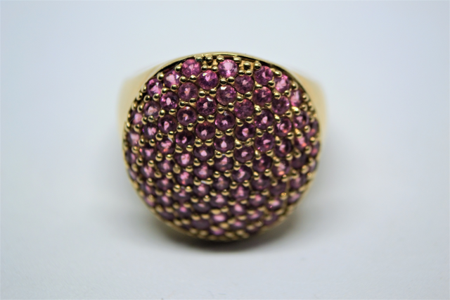 A 9ct Gold With Pink Stone Dress Ring.