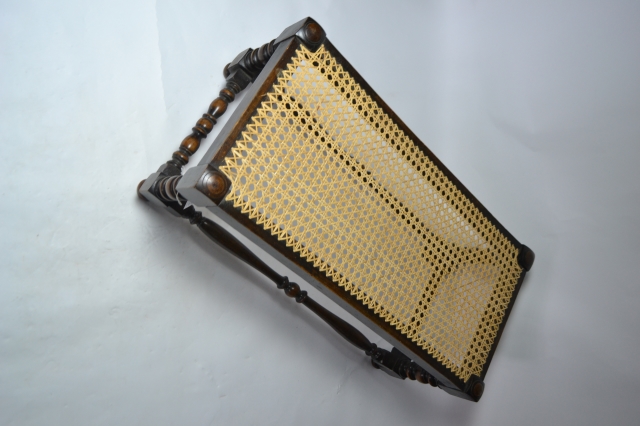 Victorian Rattan Top Oak Stool.