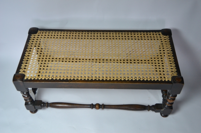 Victorian Rattan Top Oak Stool.