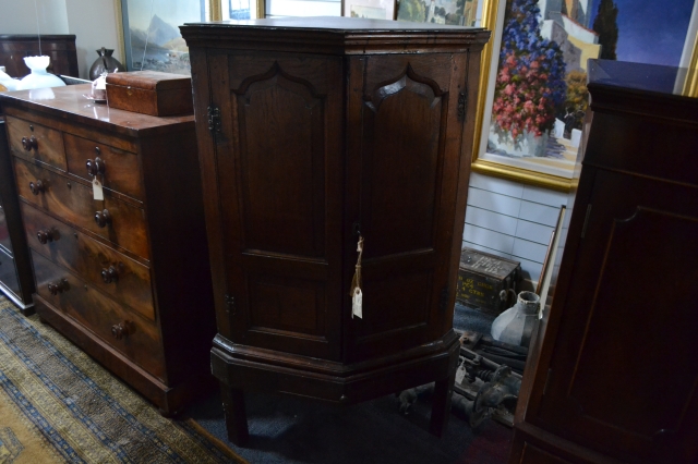 19th Century Oak Corner Cupboard and Stand.