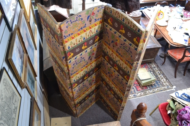 Large Edwardian Folding Screen, 183cm h x 204cm w
