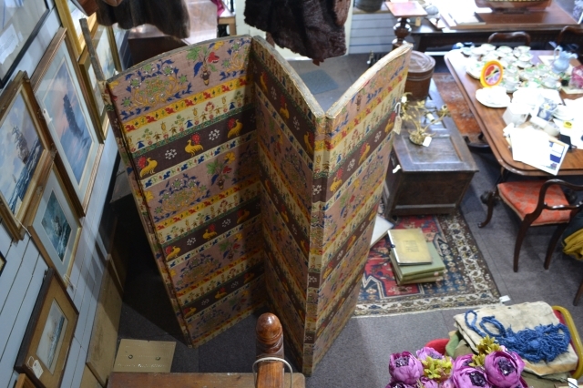 Large Edwardian Folding Screen, 183cm h x 204cm w
