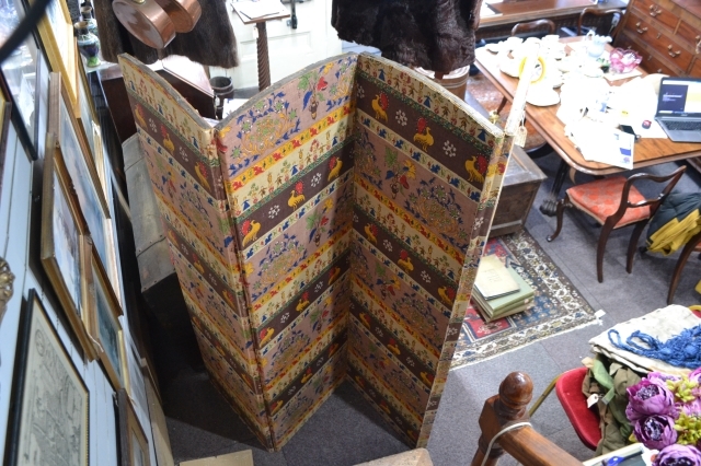Large Edwardian Folding Screen, 183cm h x 204cm w