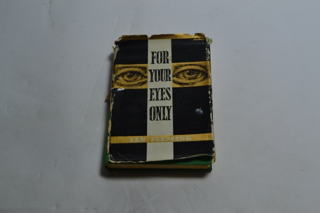 Browse the rare 'For Your Eyes Only' 1960's first edition James Bond book now! Despite worn covers, interior is in good condition. Don't miss out!
