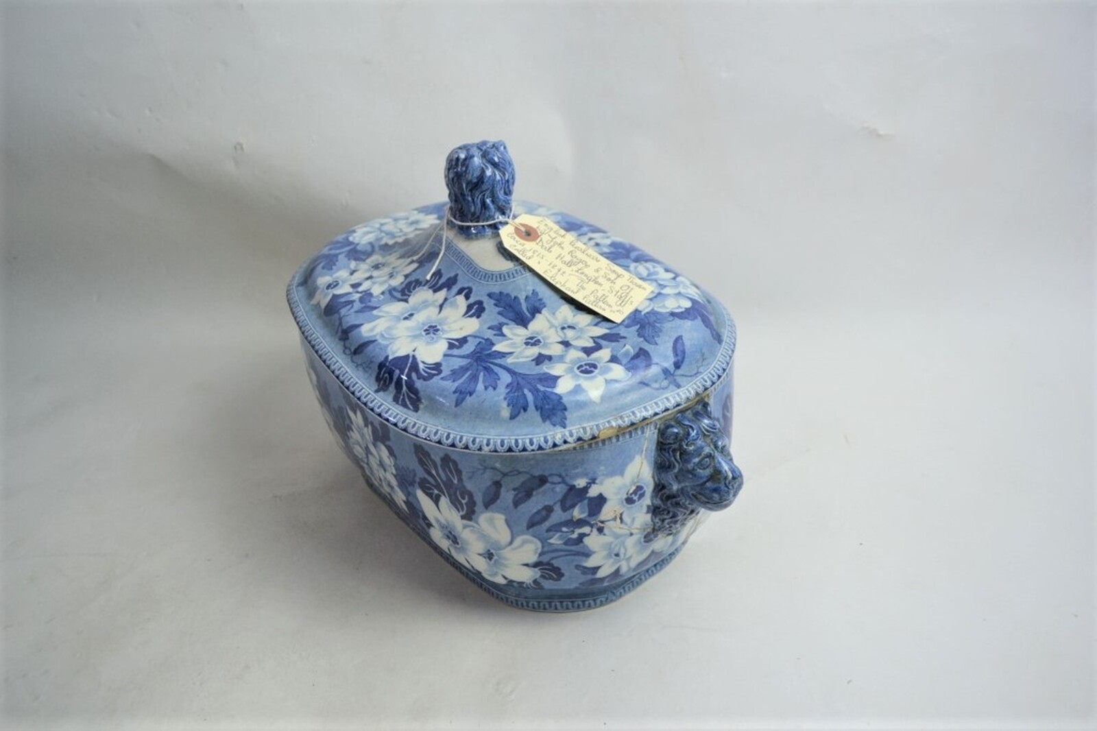 A large 19th Century Rogers Blue and White Rounded Rectangular Tureen and Cover