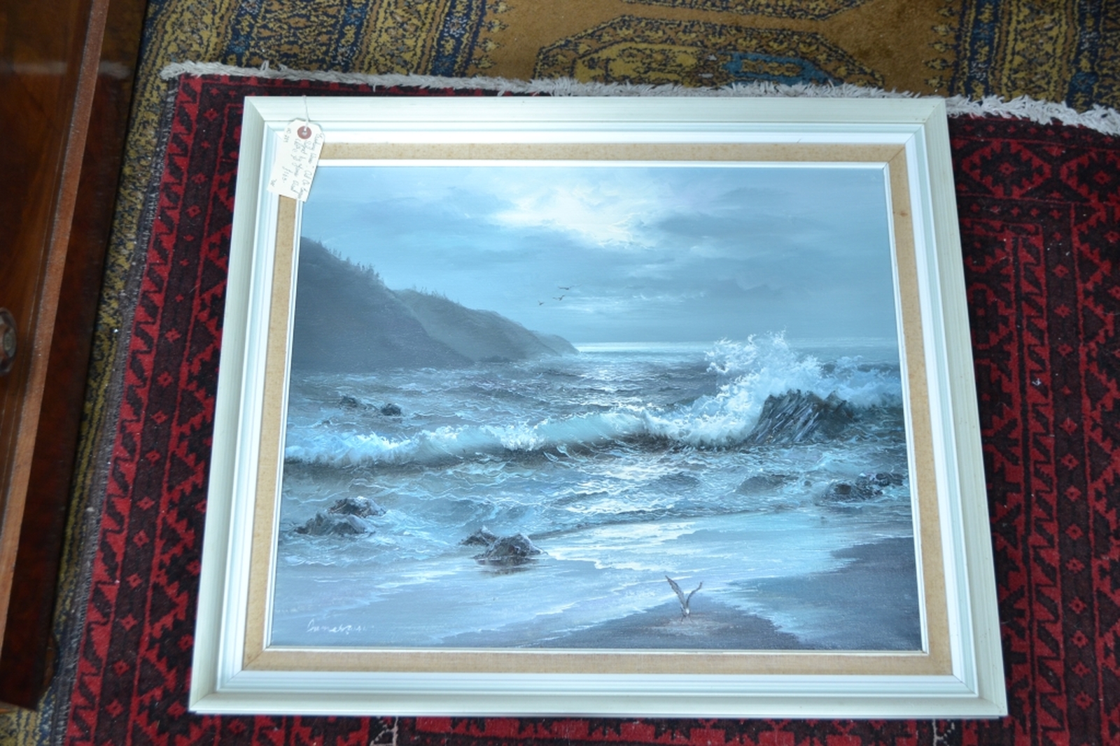 Discover James Want's stunning oil painting of crashing waves with gulls. This 60x50cm artwork is a must-have for art lovers. Order now!