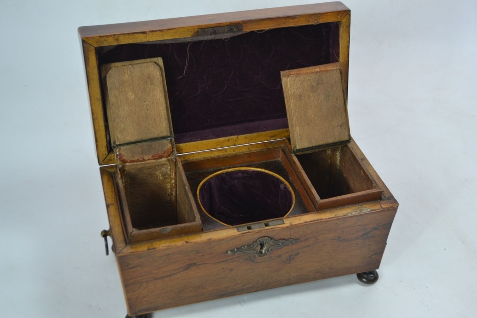 19th century rosewood tea caddy, of sarcophagus form 