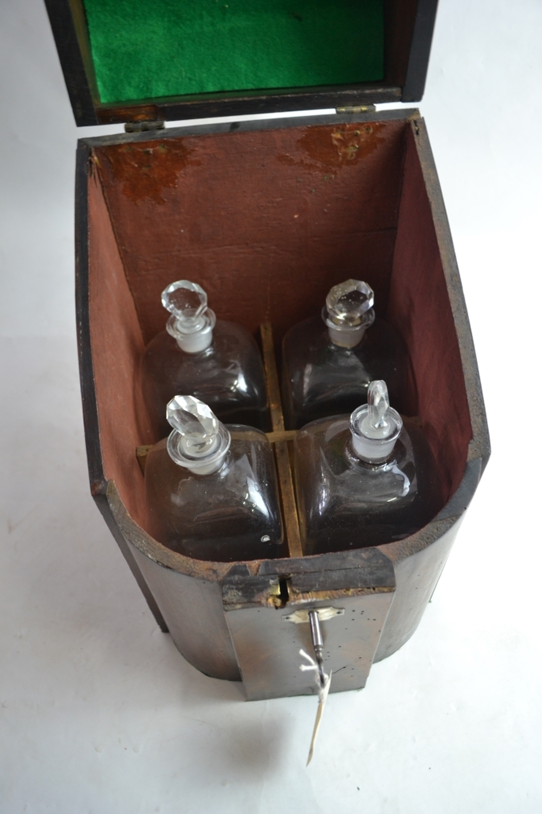 Explore our unique 18th century converted wine box, perfect for holding four square bottles. Browse now and add a touch of elegance with vintage cutlery boxes.