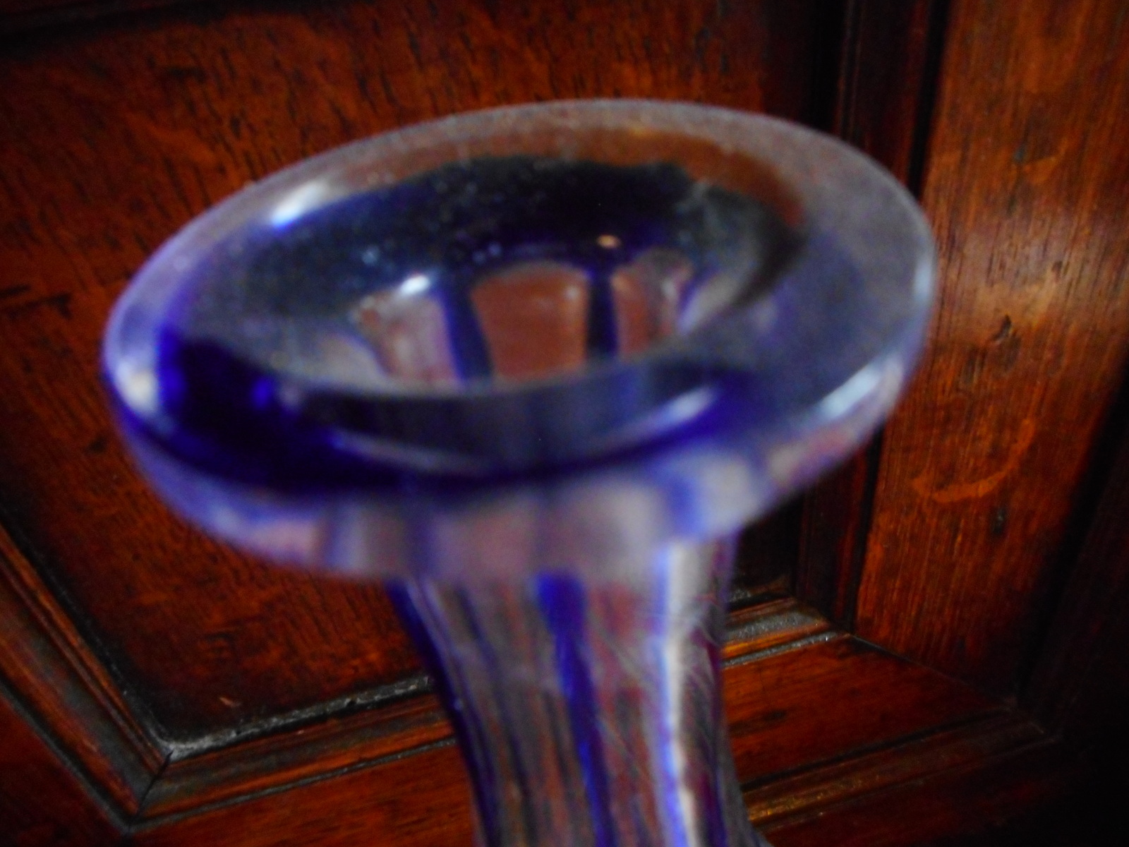 19th century Bohemian decanter blue cut to clear glass