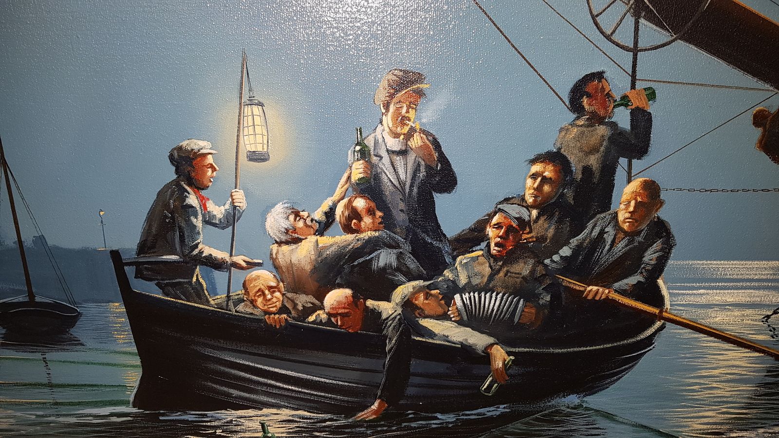 Large Oil Painting , The Early Shift, Signed By Keith English.