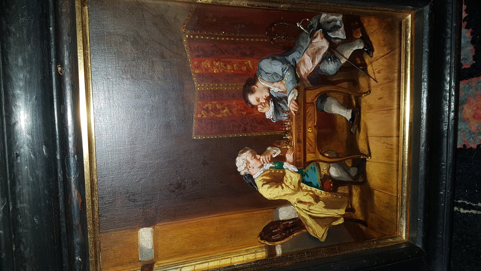 Victorian Oil On Board Painting, After Meissonier, " The Stalemate"