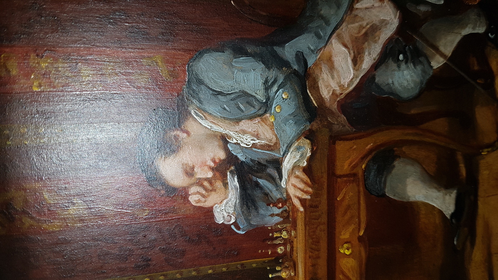 Victorian Oil On Board Painting, After Meissonier, " The Stalemate"