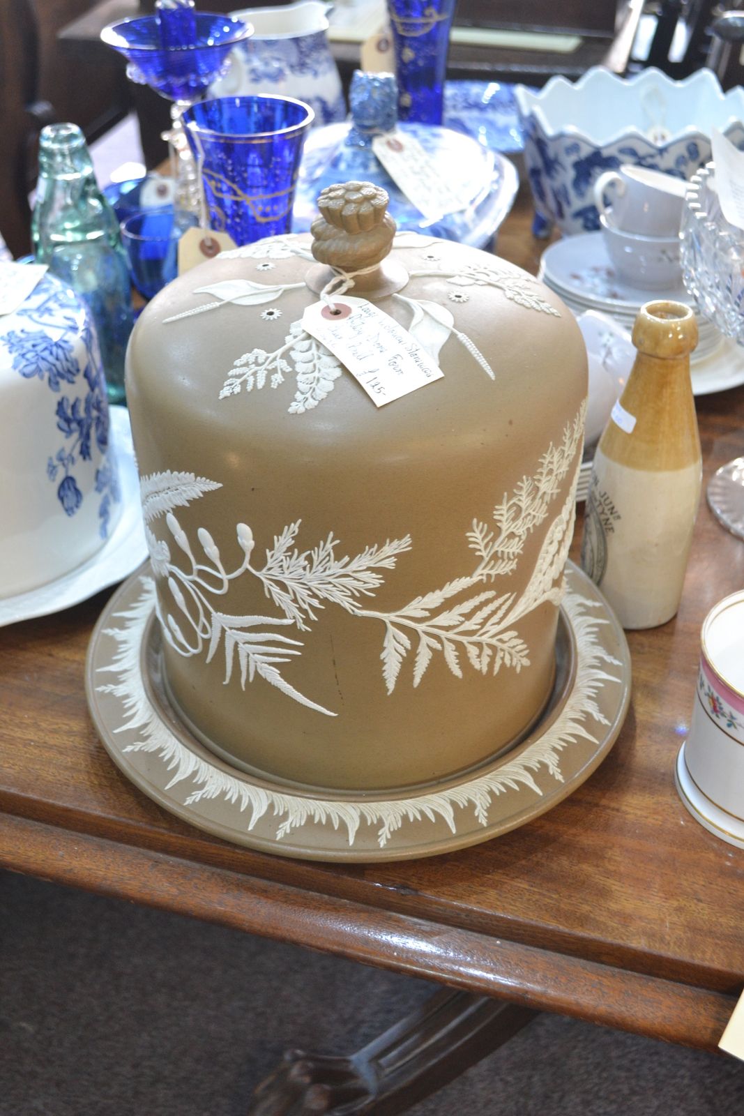 Large Victorian Stoneware Pottery Cheese Dome