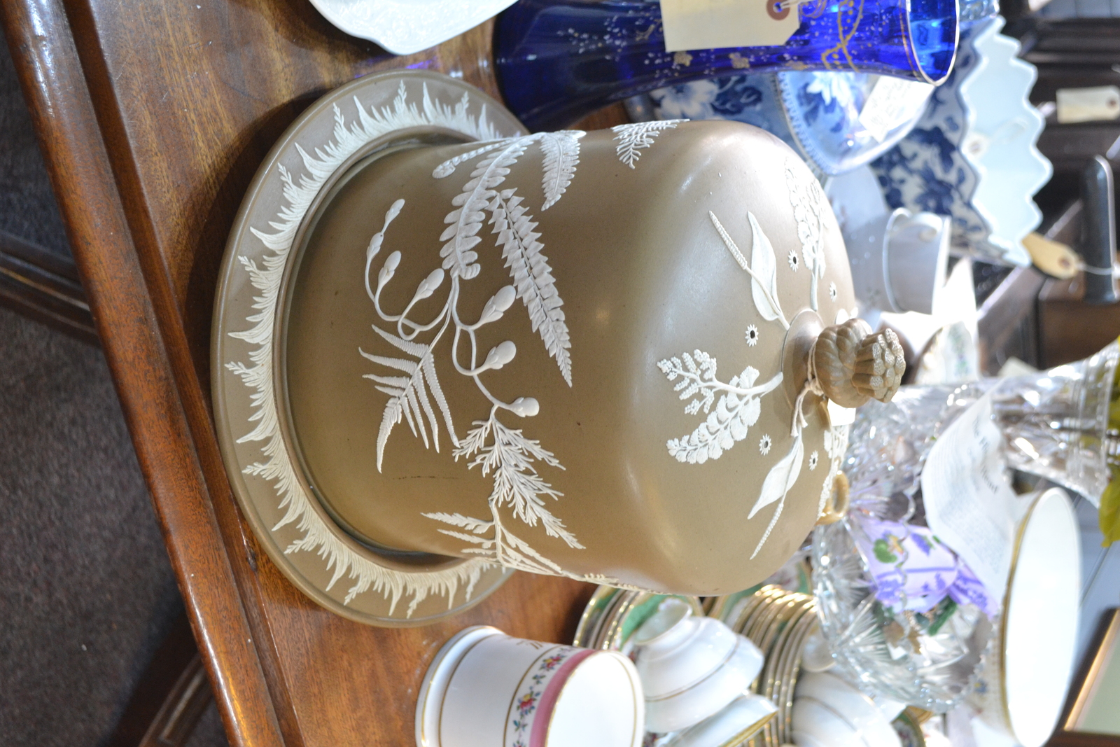 Large Victorian Stoneware Pottery Cheese Dome