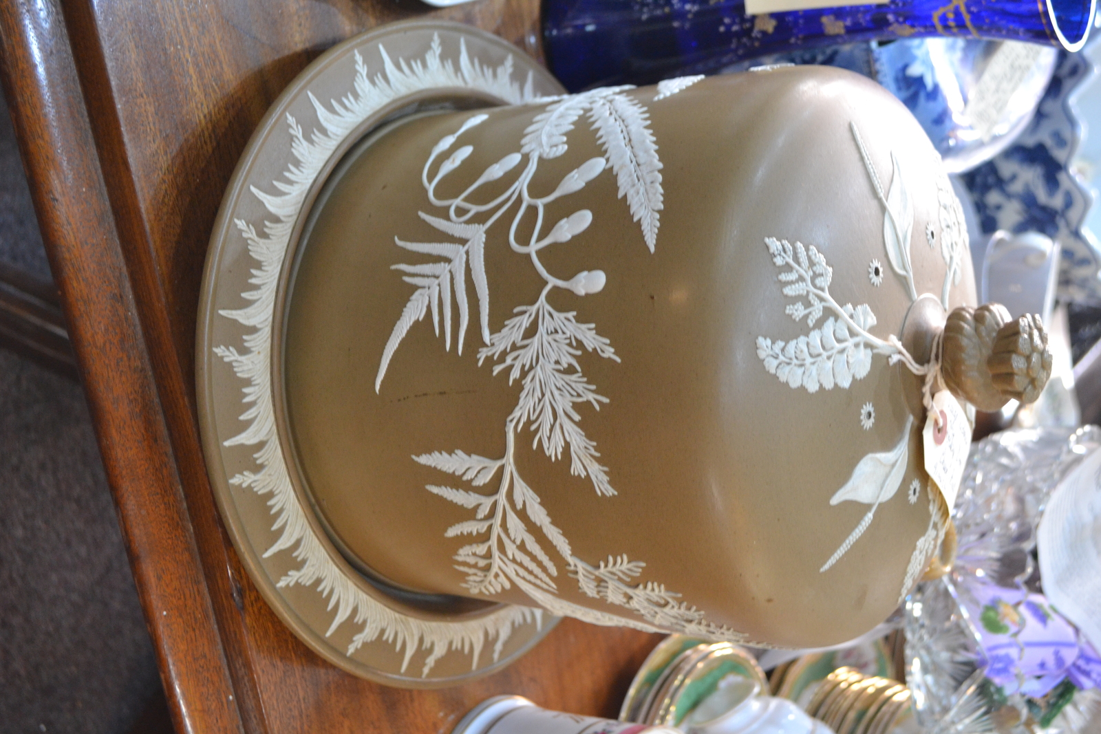 Large Victorian Stoneware Pottery Cheese Dome