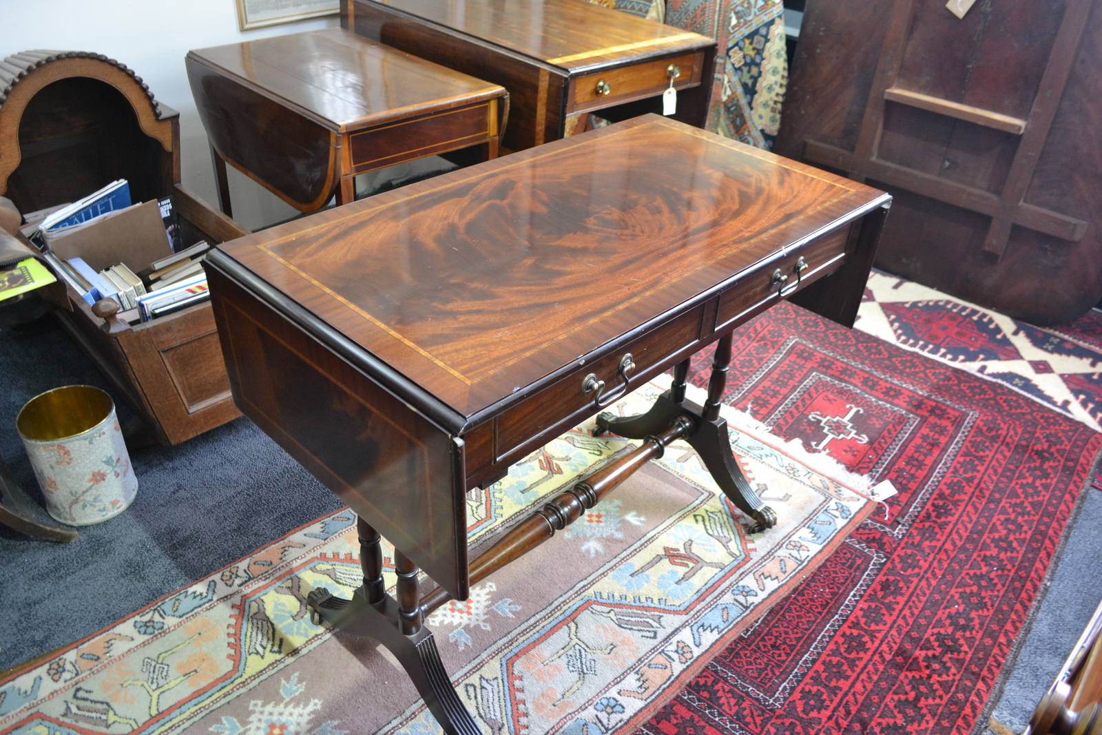 Regency Style Flame Mahogany And Satinwood Banded Table