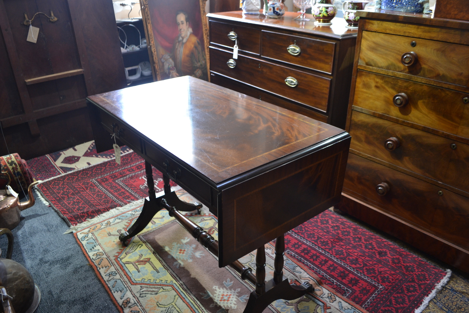 Regency Style Flame Mahogany And Satinwood Banded Table