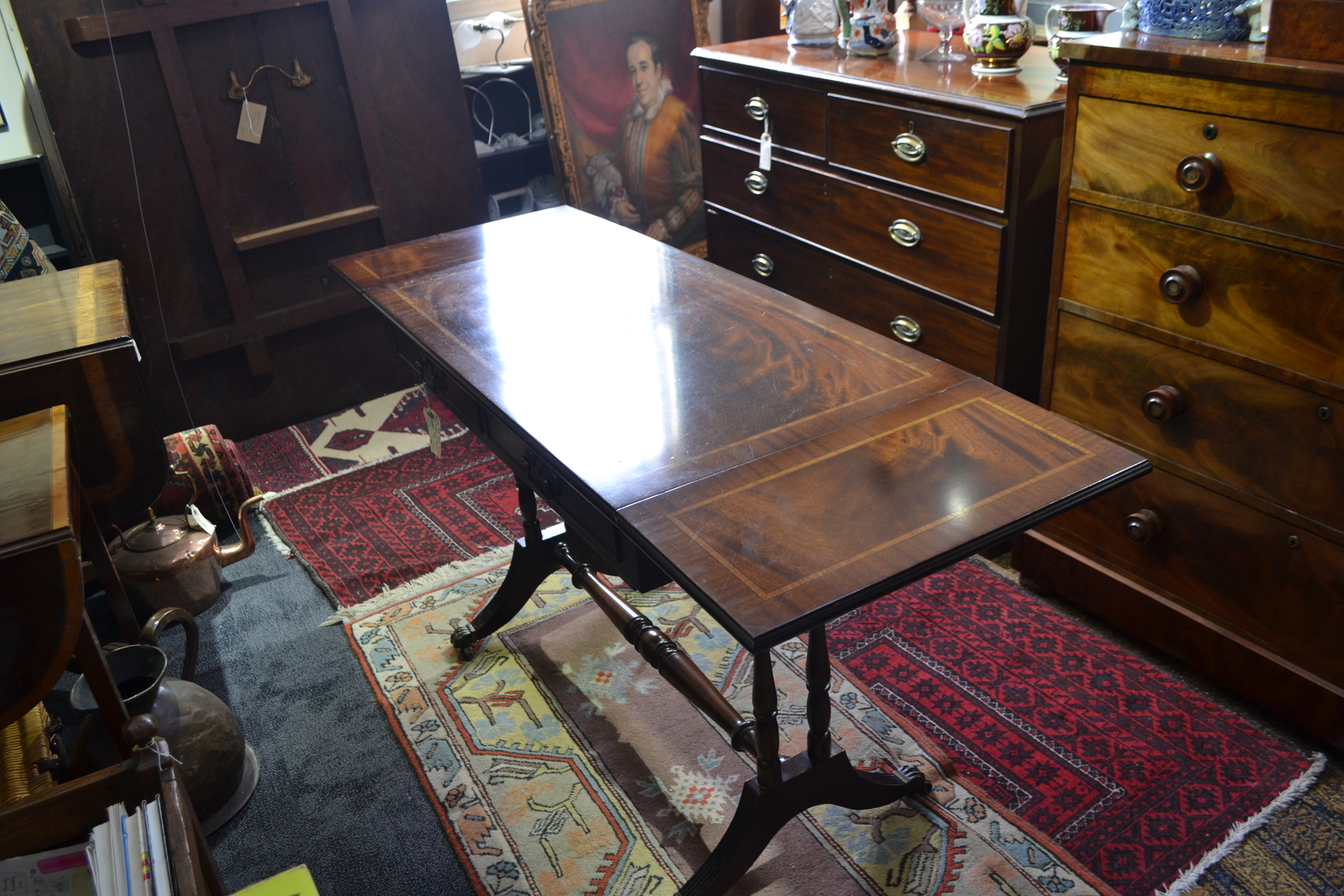 Regency Style Flame Mahogany And Satinwood Banded Table