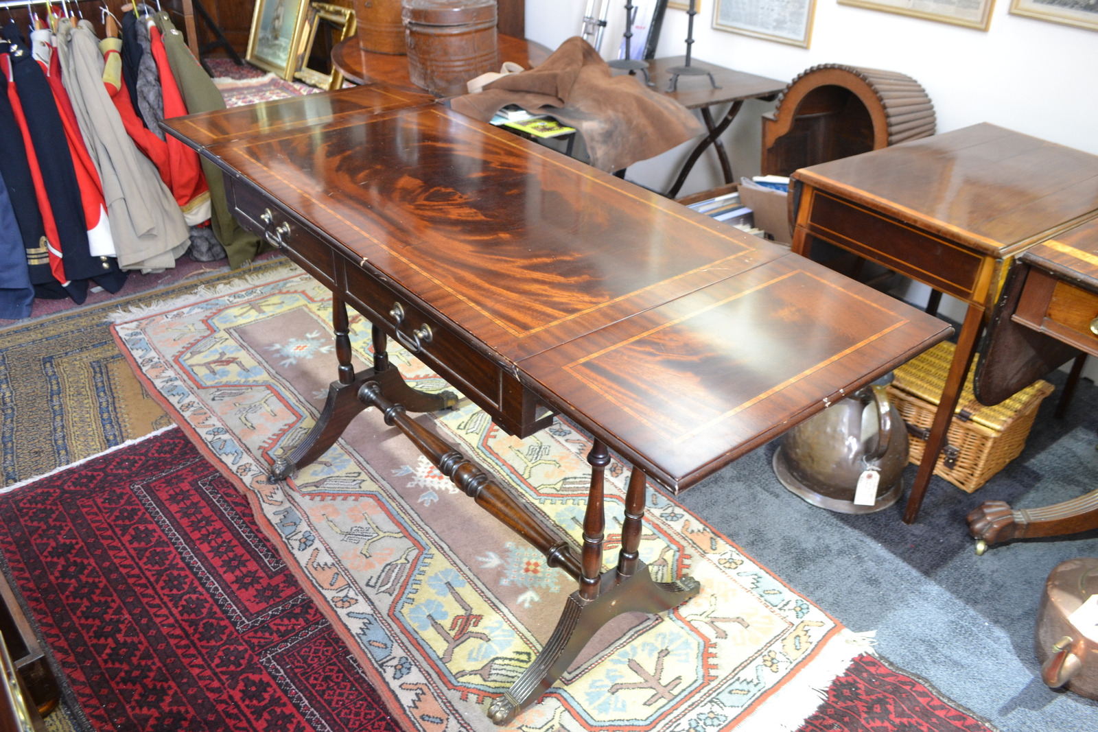 Regency Style Flame Mahogany And Satinwood Banded Table