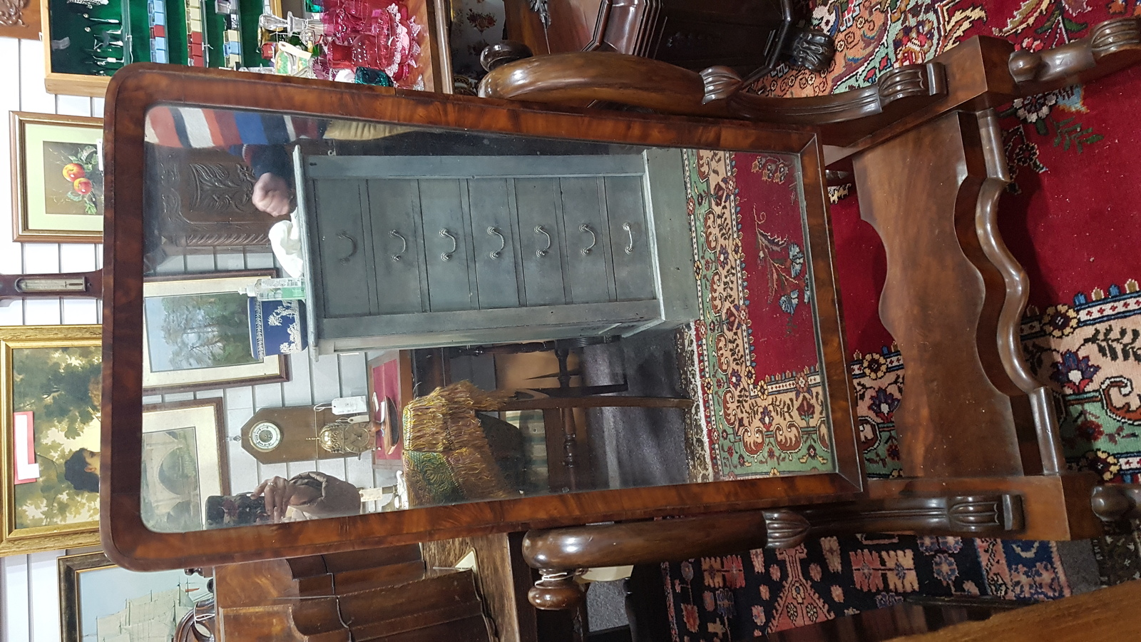 Discover our William IV ladies mahogany cheval mirror. Original, antique, and top quality with shaped reeded scrolls. Upgrade your home!