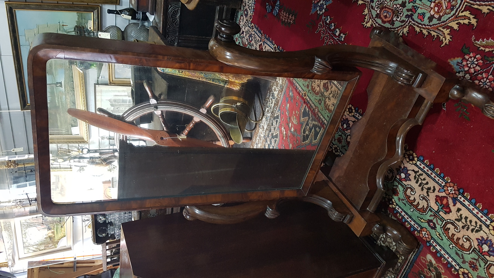 Discover our William IV ladies mahogany cheval mirror. Original, antique, and top quality with shaped reeded scrolls. Upgrade your home!