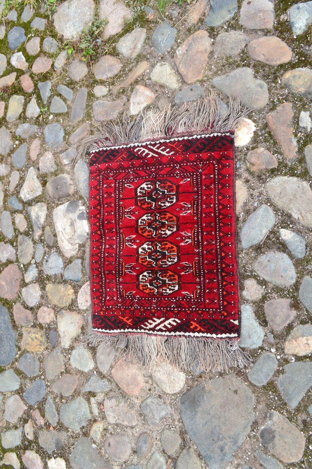 Discover our unique Bokhara pattern prayer mats in a striking red ground. Sized perfectly at 60cm x 50cm, they're too good to miss! Shop now.