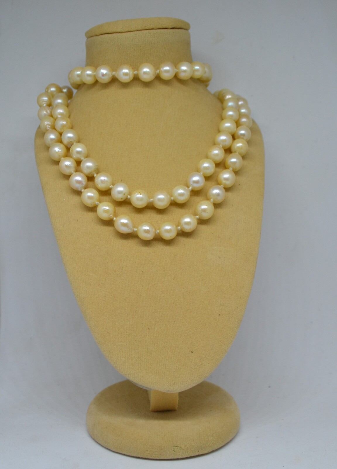 A 19th c. Set Of Pompadour Pearls With Yellow Metal And Garnet Clasp.