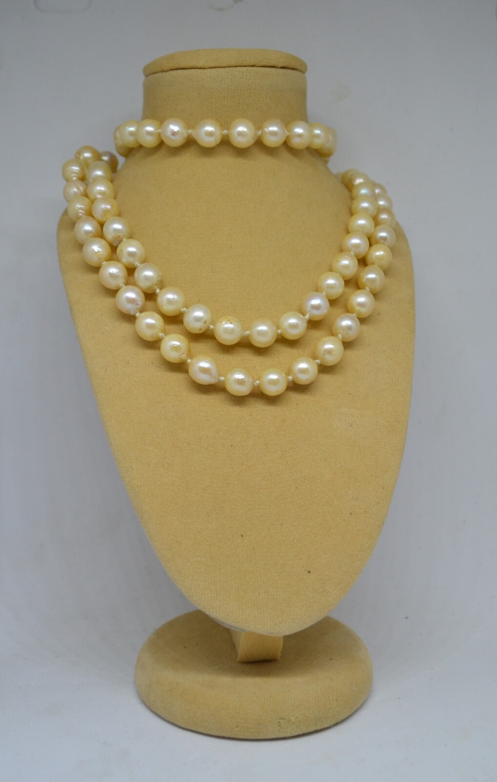 A 19th c. Set Of Pompadour Pearls With Yellow Metal And Garnet Clasp.