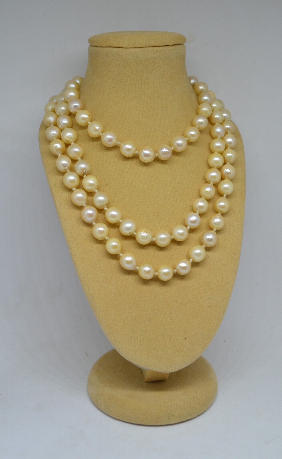 A 19th c. Set Of Pompadour Pearls With Yellow Metal And Garnet Clasp.