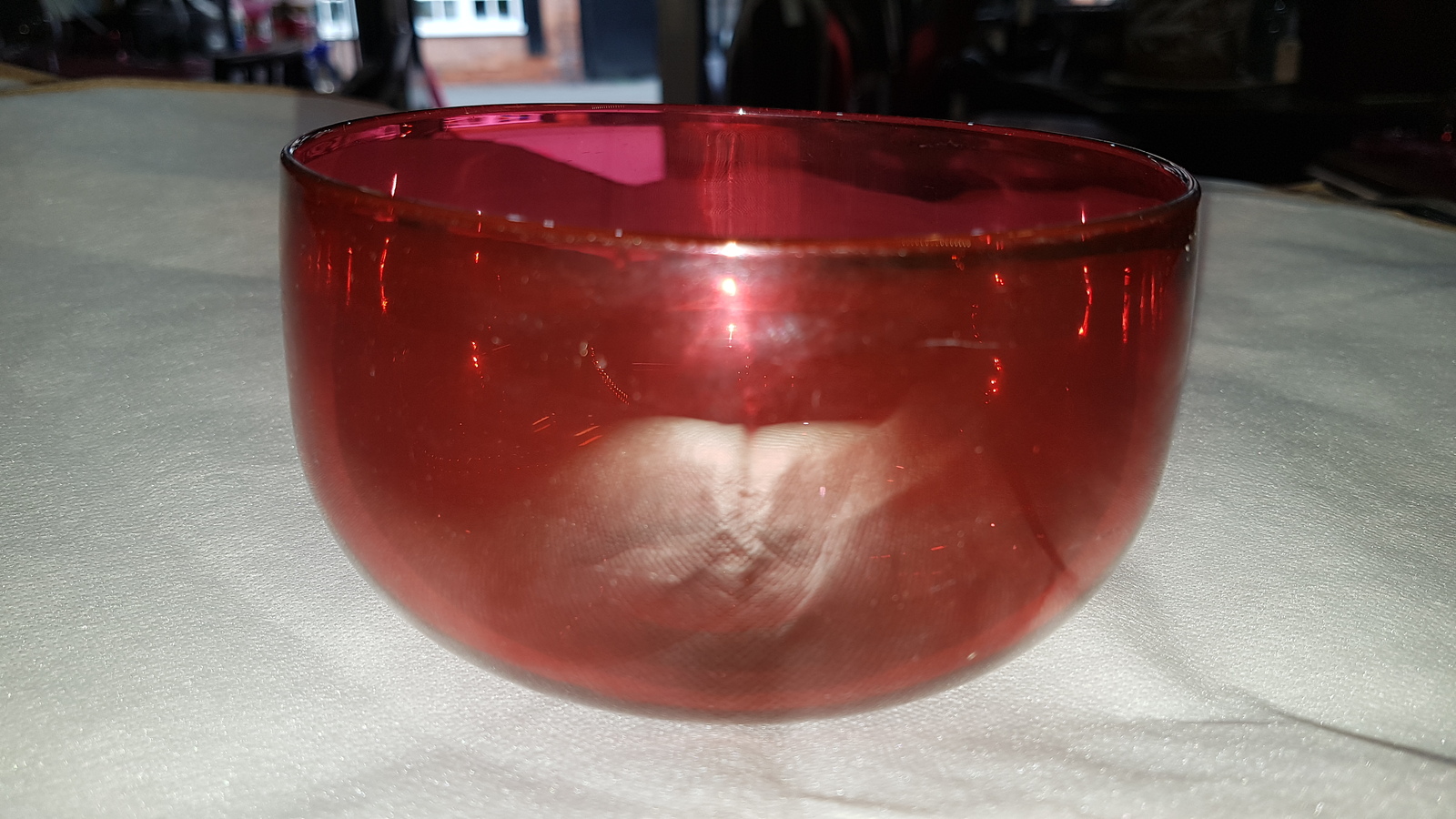 19th C. Cranberry Finger Bowl Glass Rinser