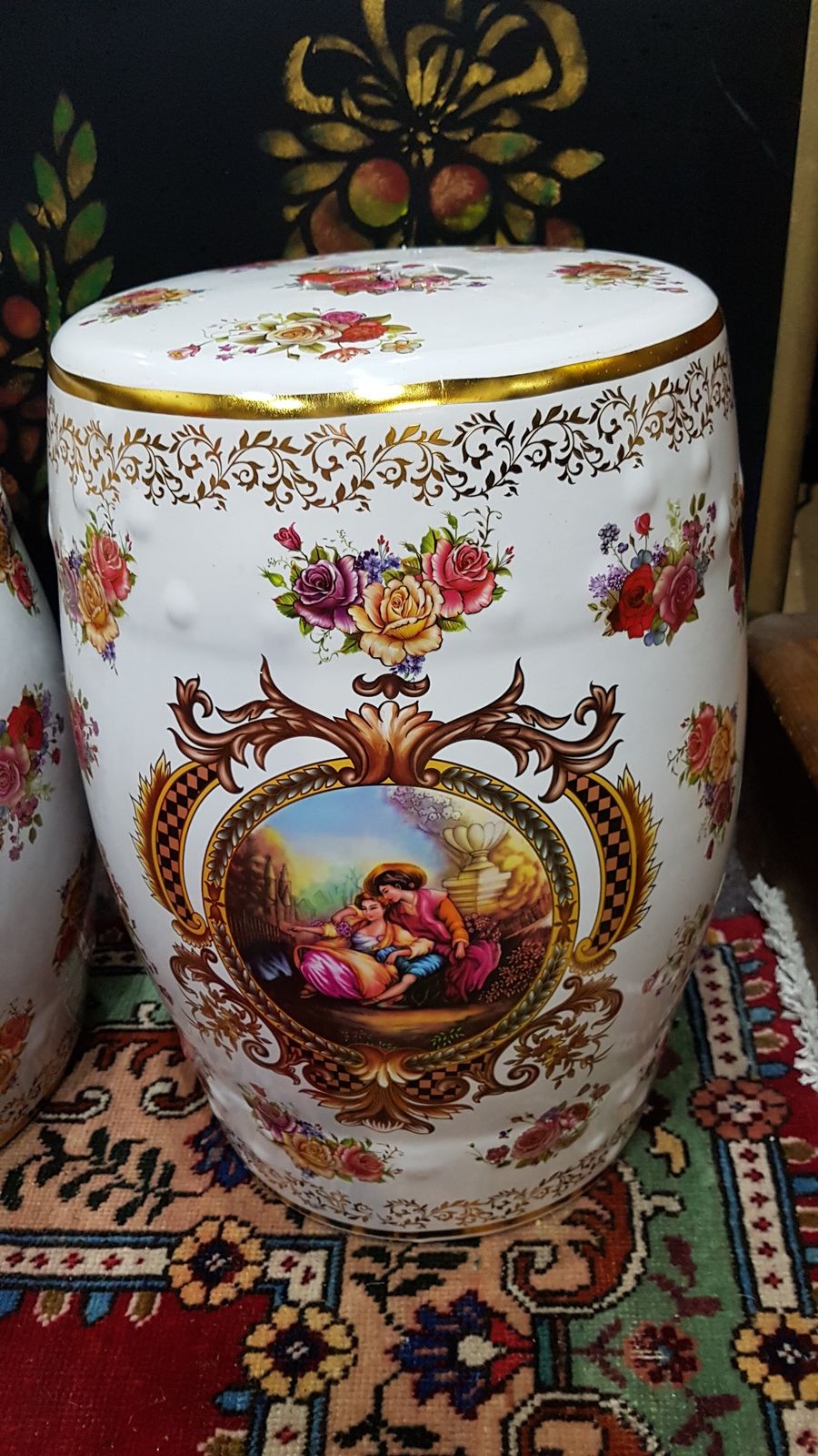 A Pair Of Decorative Porcelain Garden Seats