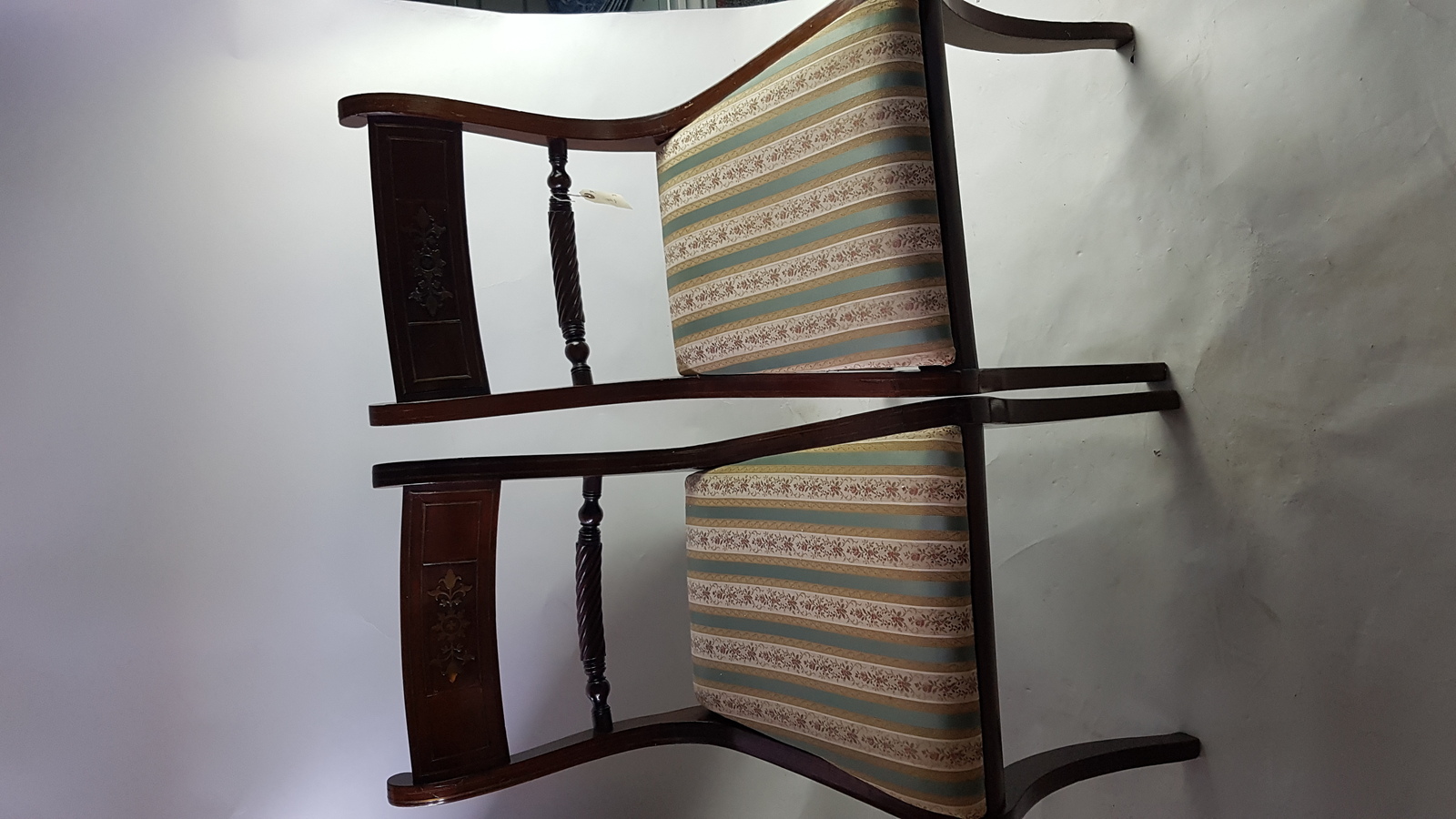 6 Regency Brass Mahogany Dining Chairs,