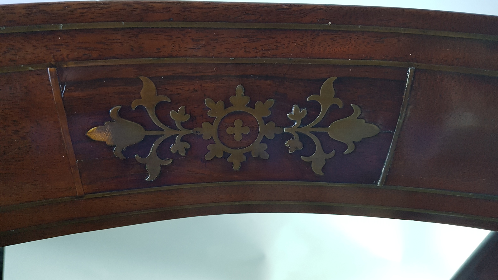 6 Regency Brass Mahogany Dining Chairs,