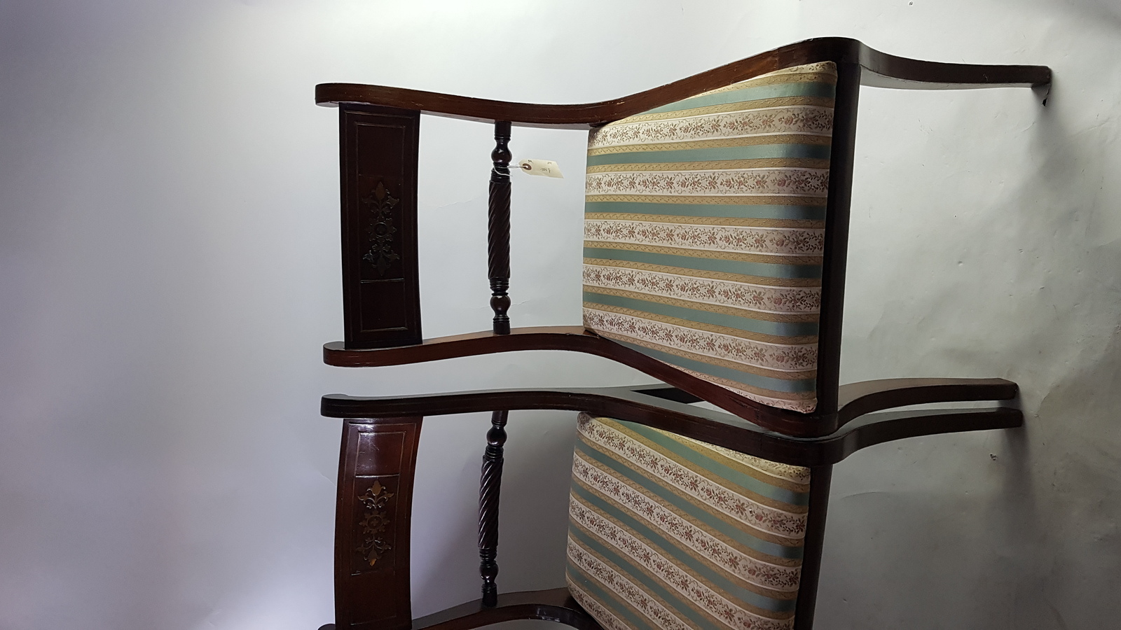 6 Regency Brass Mahogany Dining Chairs,