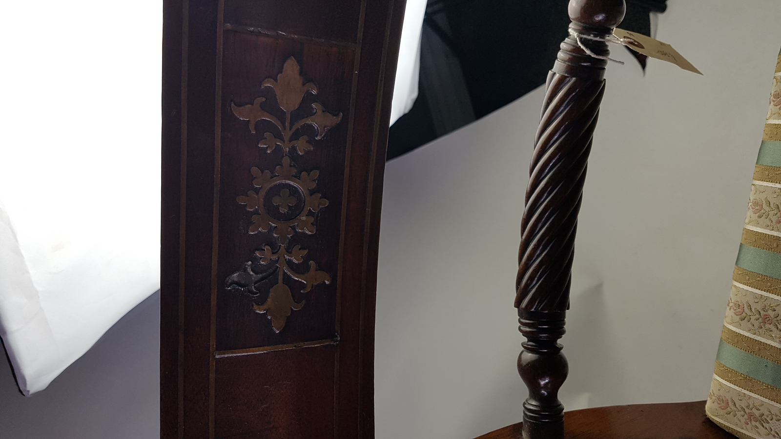 6 Regency Brass Mahogany Dining Chairs,