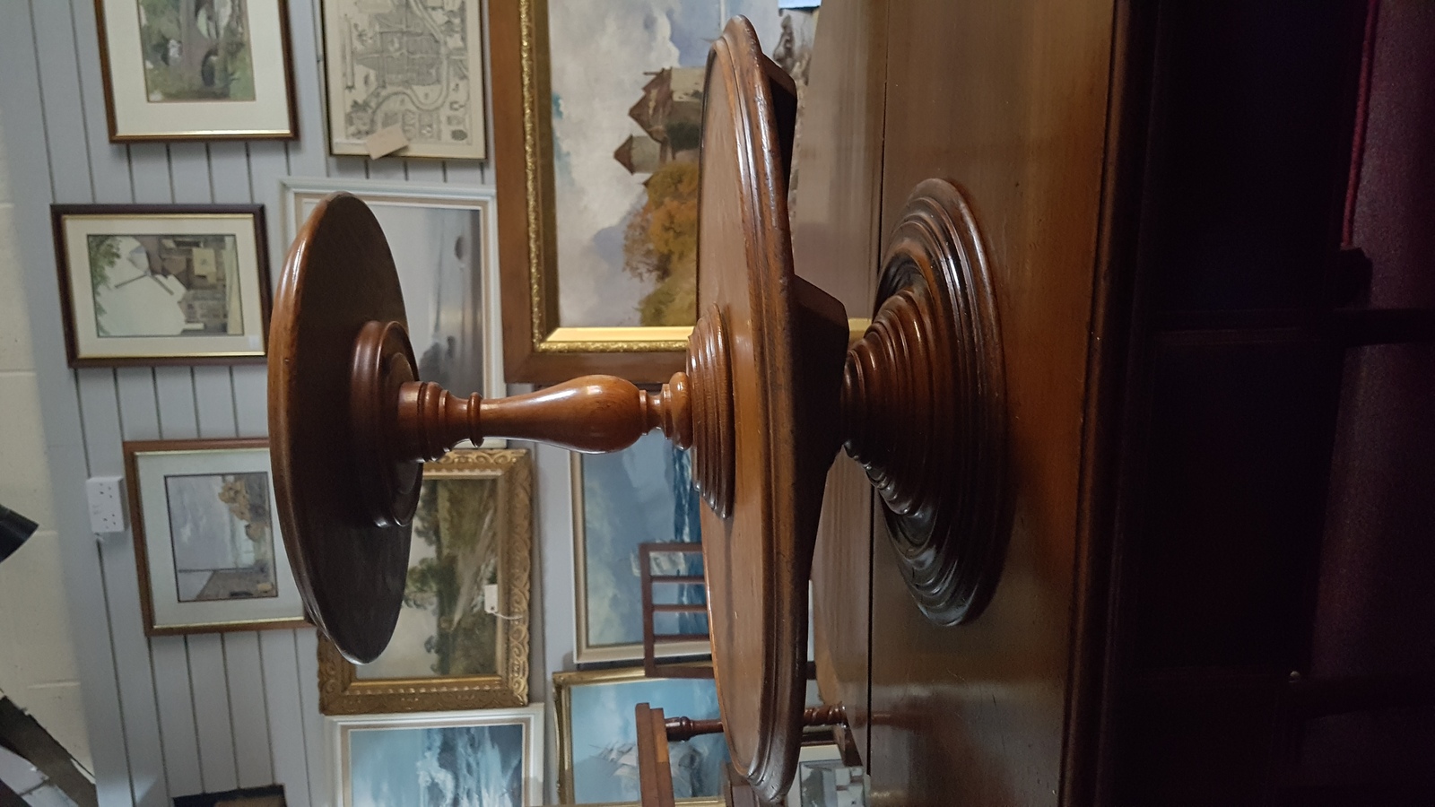 Rare! Victorian Oak Two Tier Lazy Susan Turntable