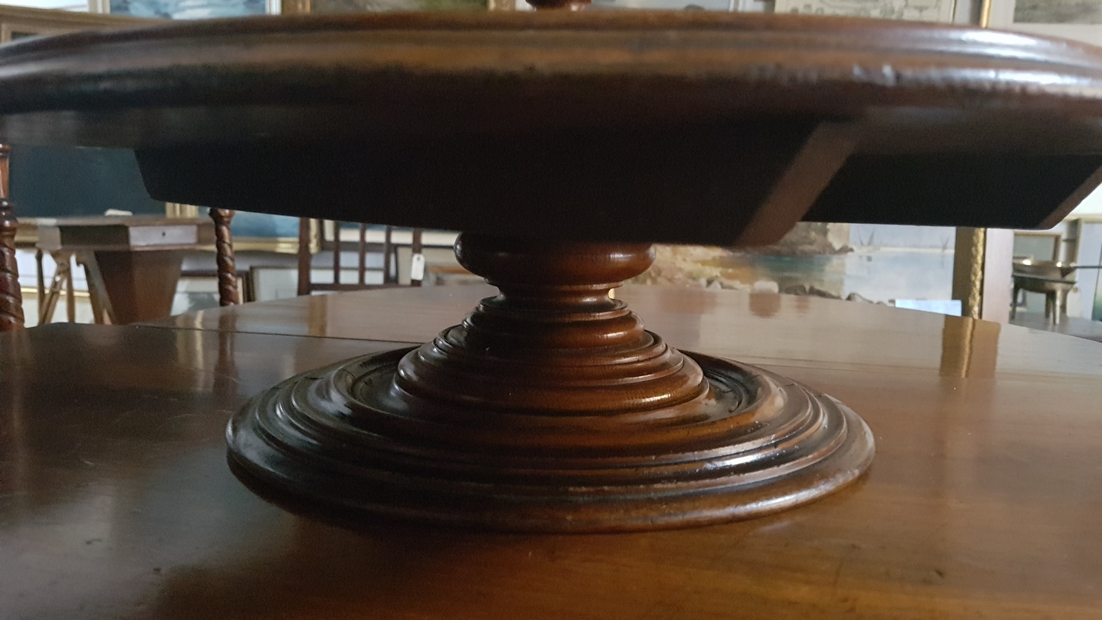 Rare! Victorian Oak Two Tier Lazy Susan Turntable