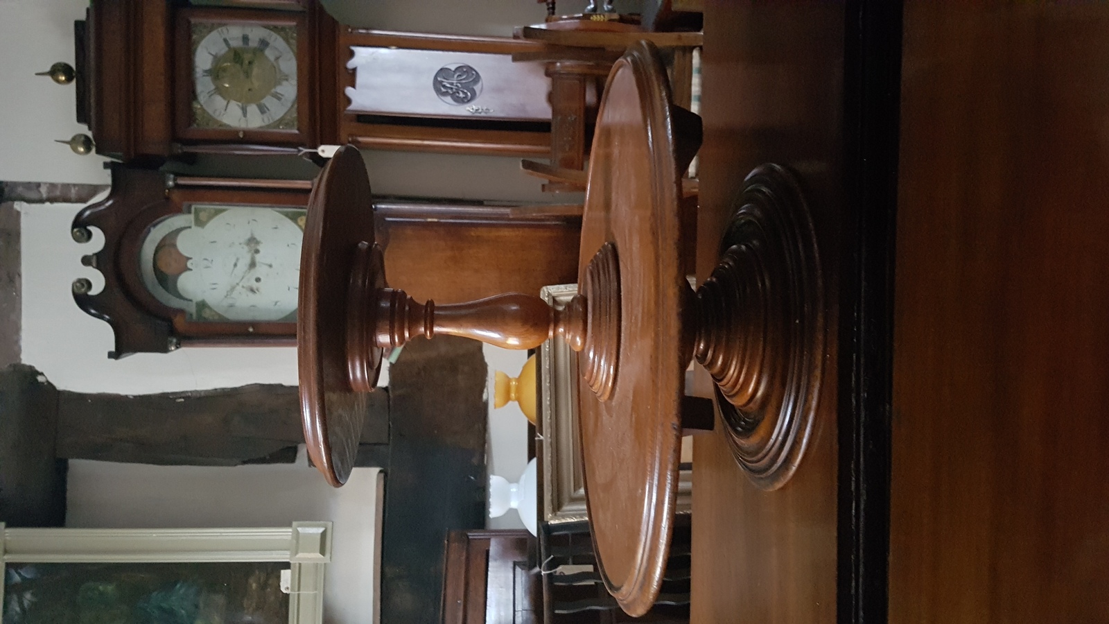 Rare! Victorian Oak Two Tier Lazy Susan Turntable